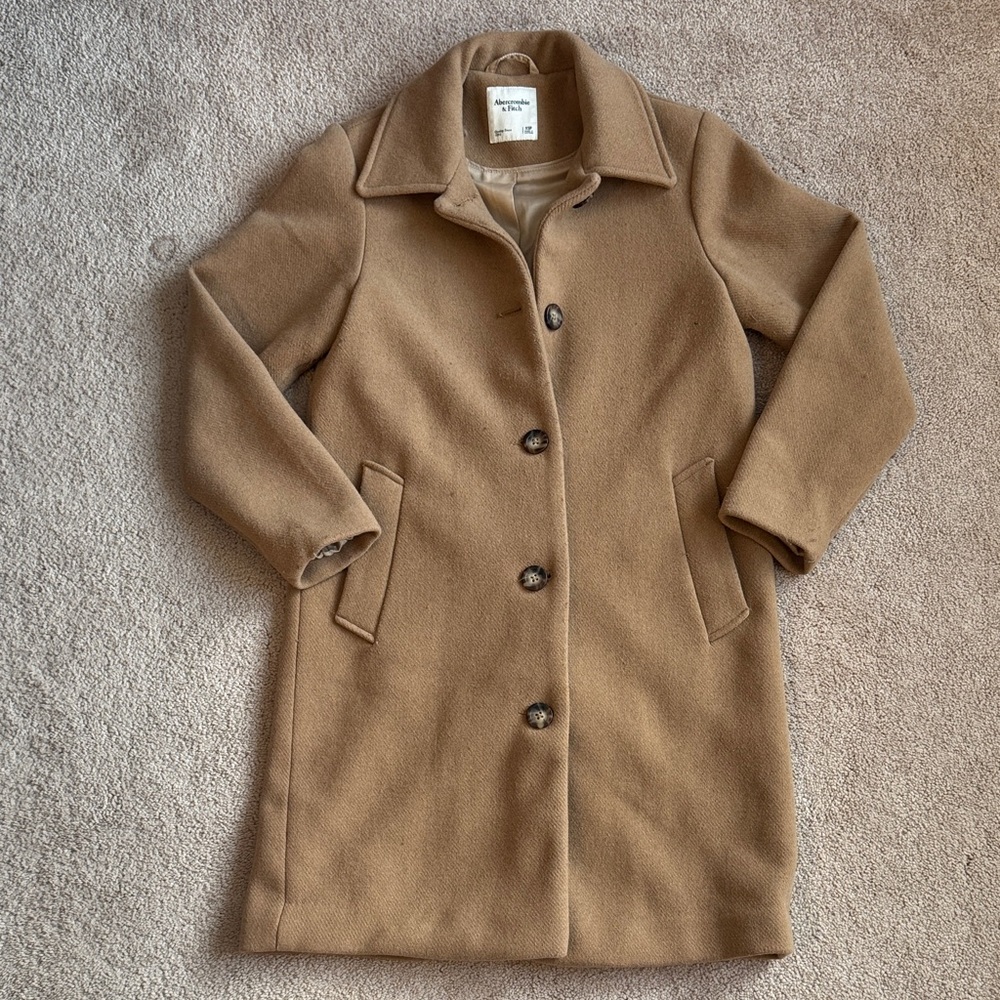 Abercrombie & Fitch Camel Tan Wool-Blend Trench Coat
